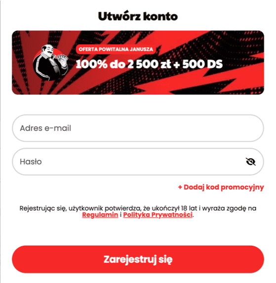 Rejestracja Janusz casino